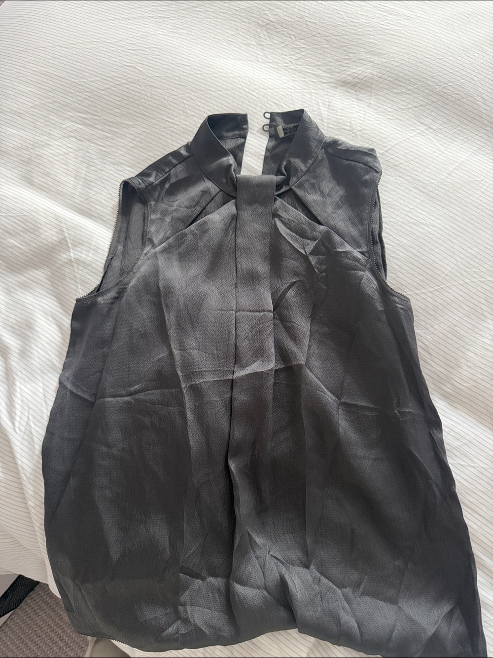 Sleeveless Black Tie-Neck Women's Blouse